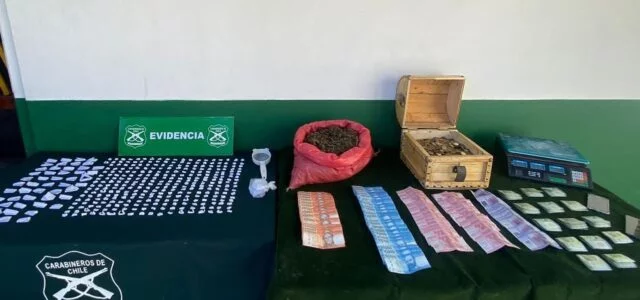 Coquimbo: Dos detenidos, $9 millones en droga y más de $1 millón en efectivo tras operativo en Coquimbo
